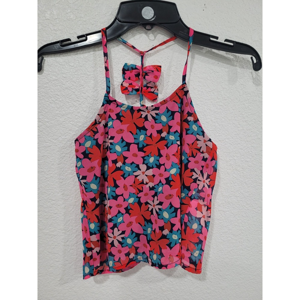 Mini Molly Girls Floral Camisole Pink Navy Bow Back Tank Top 4/6 #7